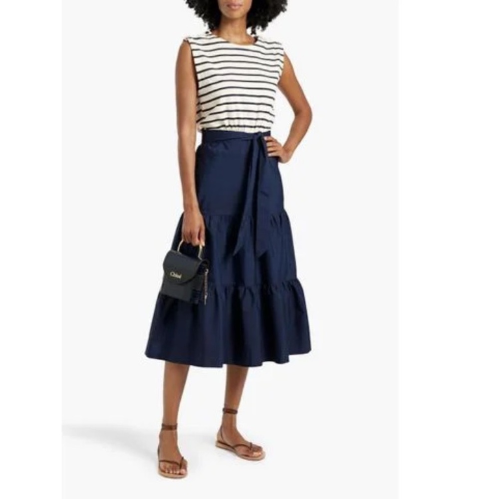 Veronica Beard Navy and White Striped Dress